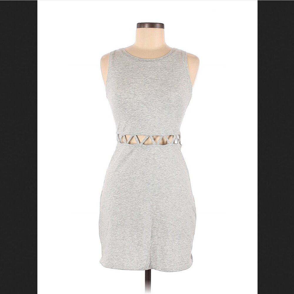 Heather Gray Casual Dress with cutouts